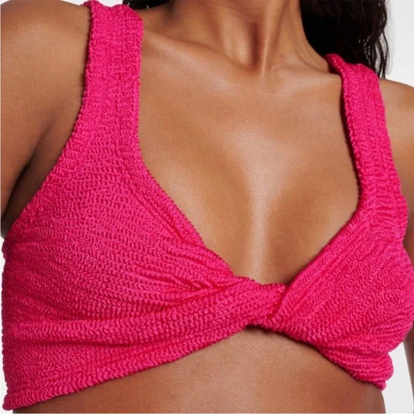 Hunza G Juno Two Piece Crinkle Bikini Swim Set Raspberry Pink NWT OS - Picture 5 of 16